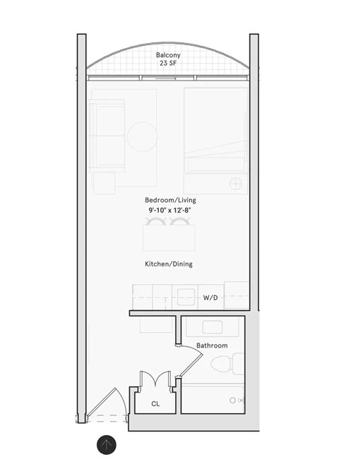Floor plan for studio, 1 bath, 359 sqft